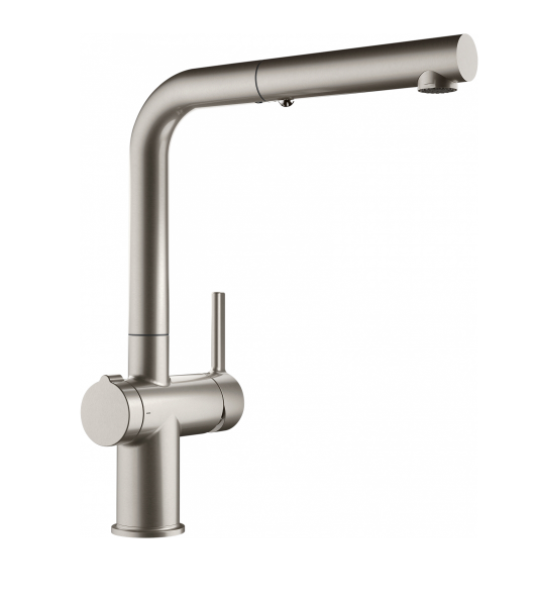 Franke Active Twist Single-Lever Mixer Tap Stainless Steel Look with Pull-Out Spout and Integrated Waste Control 115.0653.505