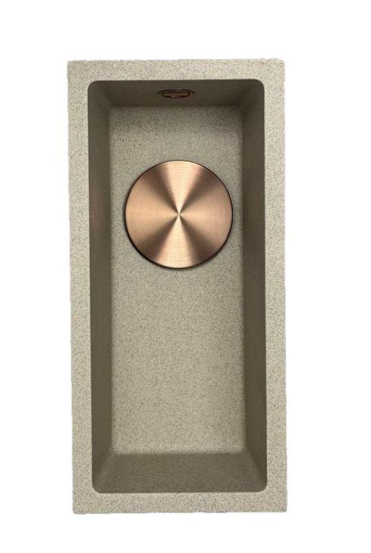 GraniteMy Universal granite beige sand small sink 17x40 cm surface-mounted, under-mounted, and flush-mounted with copper plug 1208968004