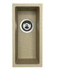 GraniteMy Universal granite beige sand small sink 17x40 cm for top-mount, under-mount, and flush-mount with gun metal plug 1208968006