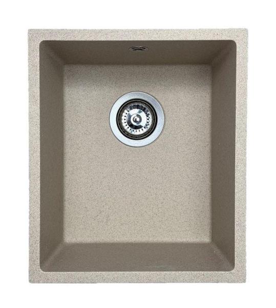 GraniteMy Universal granite beige sand sink 34x40 cm top mount, undermount, and flush mount with stainless steel plug 1208968007