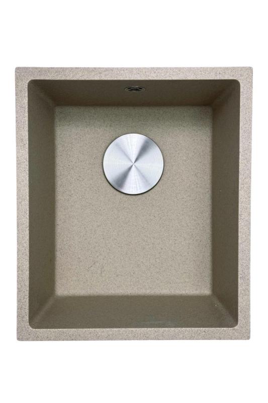 GraniteMy Universal granite beige sand sink 34x40 cm top mount, undermount, and flush mount with stainless steel plug 1208968007