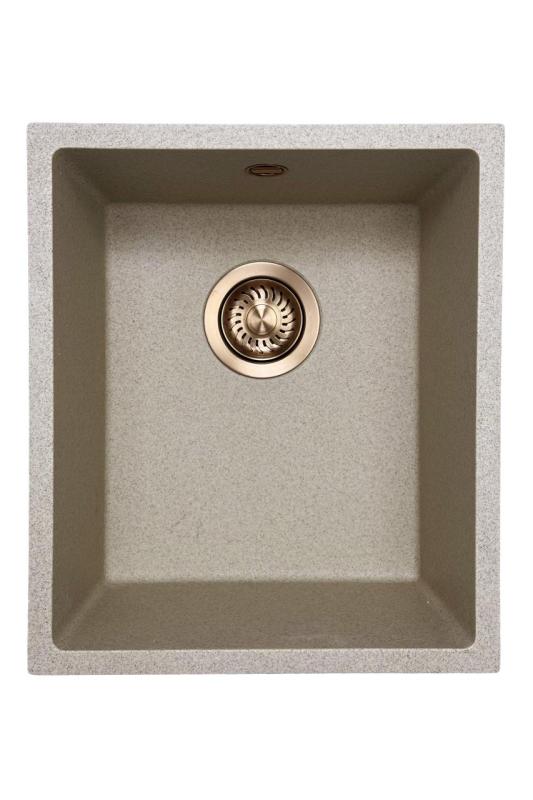 GraniteMy Universal granite beige sand sink 34x40 cm for top-mount, under-mount, and flush-mount installation with copper plug 1208968009