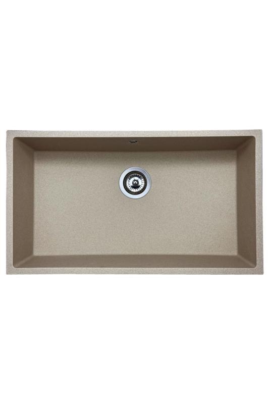 GraniteMy Universal granite beige sand sink 74x40 cm surface-mounted, under-mounted, and flush-mounted with stainless steel plug 1208968017
