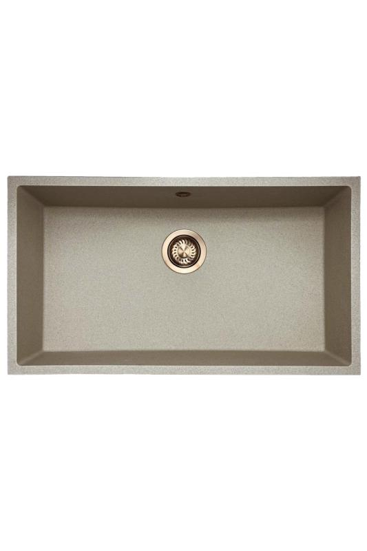 GraniteMy Universal granite beige sand sink 74x40 cm surface-mounted, under-mounted, and flush-mounted with copper plug 1208968019