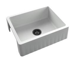 GraniteMy Tradition Country Sink - 2-Sided Granite Basin 60x48 cm White undermount with black plug 1208968024