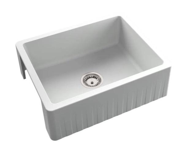 GraniteMy Traditional Country Sink - 2-Sided Granite Sink 60x48 cm White undermount with White plug 1208968025