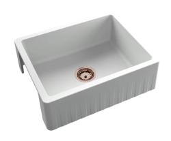 GraniteMy Tradition Country Sink - 2-Side Granite Basin 60x48 cm White undermount with Copper plug 1208968026