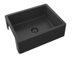 GraniteMy Tradition Country Sink - 2-Side Granite Basin 60x48 cm Black undermount with black plug 1208968029