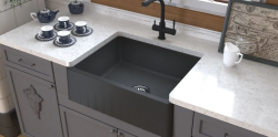 GraniteMy Tradition Country Sink - 2-Side Granite Basin 60x48 cm Black undermount with black plug 1208968029