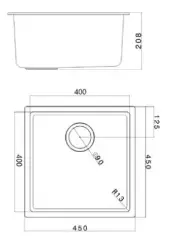 Black sink 40x40cm undermount, countertop, and flush mount with copper plug 1208968033