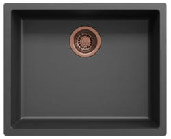 Black sink 50x40cm undermount, top-mount, and flush-mount with copper plug 1208968036