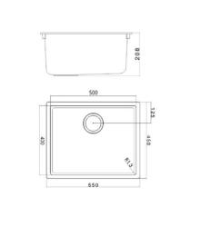 Black sink 50x40cm undermount, countertop, and flush mount with golden drain plug 1208968037