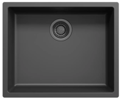 Black sink 50x40cm undermount, top mount, and flush mount with gun metal plug 1208968038