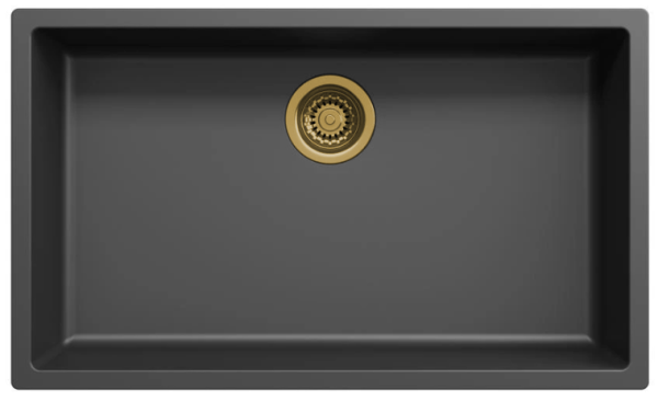 Black large sink 70x40cm undermount, top mount, and flush mount with gold plug 1208968040