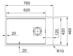 Franke Kubus KNG 110.62 Sink 72x42 Slate Grey Granite Dark Grey Undermount with Faucet Deck 125.0714.637