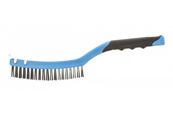 Hoegert Steel wire brush with a scraper 3 x 19