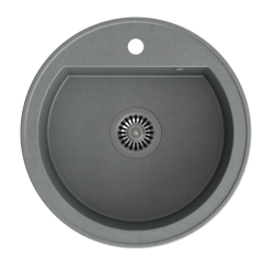 Quadri Norwich Grey Granite Round Sink 51 cm Surface Mount - 1208969496