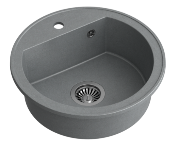 Quadri Norwich Grey Granite Round Sink 51 cm Surface Mount - 1208969496