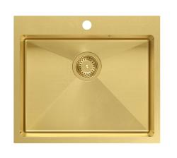 Aquadesign Clara Sink Gold 55x48cm Top-Mounted or Flush-Mounted with Tap Hole Platform and Gold Plug - 1208969504