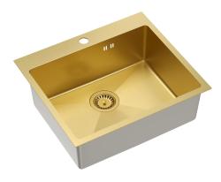 Aquadesign Clara Sink Gold 55x48cm Top-Mounted or Flush-Mounted with Tap Hole Platform and Gold Plug - 1208969504