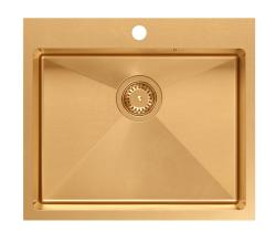 Aquadesign Clara Sink Copper 55x48cm Surface-Mounted or Flush-Mounted with Faucet Platform and Copper Plug - 1208969505