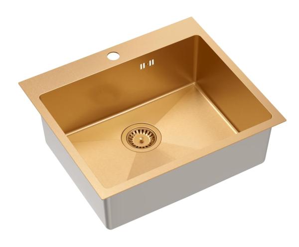 Aquadesign Clara Sink Copper 55x48cm Surface-Mounted or Flush-Mounted with Faucet Platform and Copper Plug - 1208969505