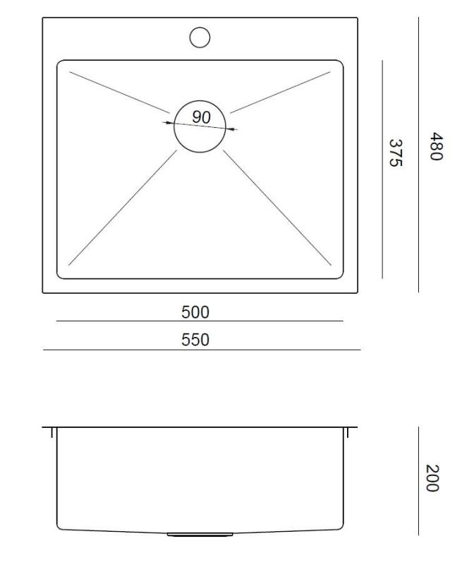 Aquadesign Clara Sink Copper 55x48cm Surface-Mounted or Flush-Mounted with Faucet Platform and Copper Plug - 1208969505