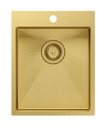 Aquadesign Clara Sink Gold 40x50cm Top Mount or Flush Mount with Faucet Deck and Gold Drain Plug - 1208969506