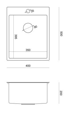 Aquadesign Clara Sink Copper 40x50cm Surface-Mounted or Flush-Mounted with Tap Hole Platform and Copper Plug - 1208969507