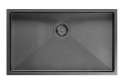 Aquadesign Zara Sink Gun Metal 74x44cm Undermount, Flush Mount, and Top Mount with Gun Metal Plug - 1208969508