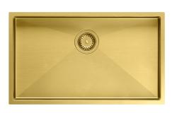 Aquadesign Zara Sink Gold 74x44cm Undermount, Flush Mount, and Top Mount with Gold Plug - 1208969509