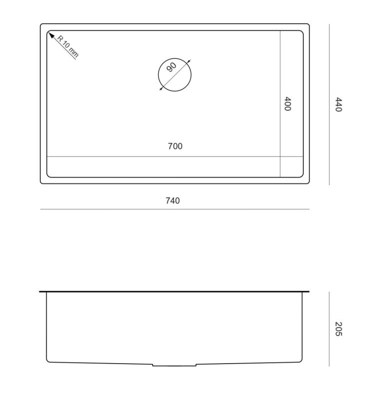 Aquadesign Zara Sink Gold 74x44cm Under-counter, Flush-mounted, and Surface-mounted with Gold Plug - 1208969509