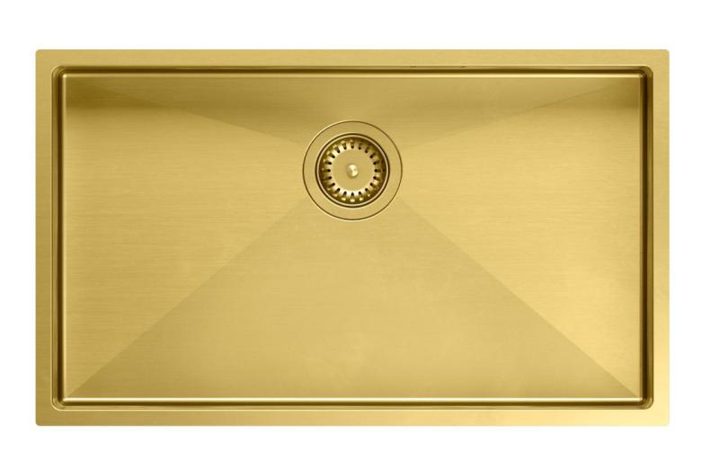 Aquadesign Zara Sink Gold 74x44cm Under-counter, Flush-mounted, and Surface-mounted with Gold Plug - 1208969509