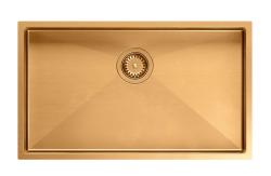 Aquadesign Zara Copper Sink 74x44cm Undermount, Flush Mount, and Top Mount with Copper Plug - 1208969510