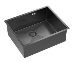 Aquadesign Zara Sink Gun Metal 54x44cm Undermount, Flush Mount, and Top Mount with Gun Metal Plug - 1208969511