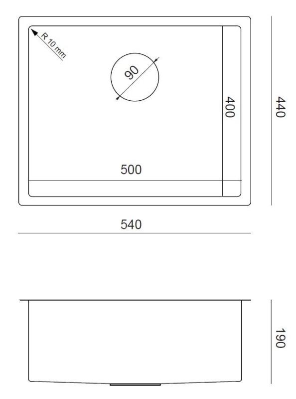 Aquadesign Zara Sink Gun Metal 54x44cm Undermount, Flush Mount, and Top Mount with Gun Metal Plug - 1208969511