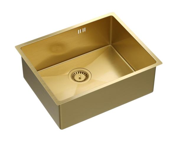 Aquadesign Zara Sink Gold 54x44cm Undermount, Flush-mount, and Top-mount with Gold Plug - 1208969512