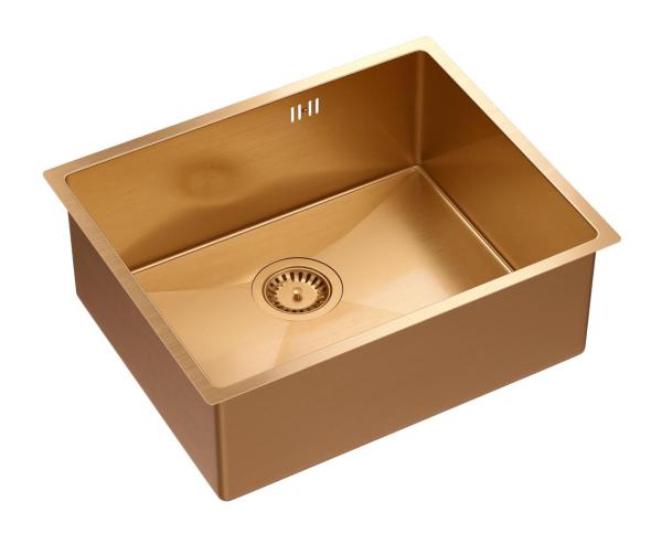 Aquadesign Zara Sink Copper 54x44cm Undermount, Flush Mount, and Top Mount with Copper Plug - 1208969513