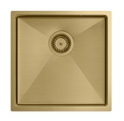 Aquadesign Zara Sink Gold 44x44cm Undermount, Flush-Mount, and Top-Mount with Gold Plug - 1208969514