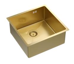 Aquadesign Zara Sink Gold 44x44cm Undermount, Flush-Mount, and Top-Mount with Gold Plug - 1208969514