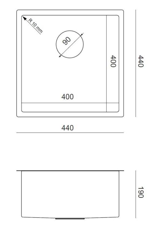 Aquadesign Zara Sink Gold 44x44cm Undermount, Flush-Mount, and Top-Mount with Gold Plug - 1208969514