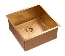 Aquadesign Zara Sink Copper 44x44cm Undermount, Flush-mount, and Top-mount with Copper Plug - 1208969515