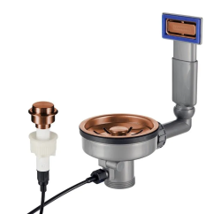 Lorraine Sink Strainer Set Copper with Overflow and Push Button for Automatic Draining 1208969591