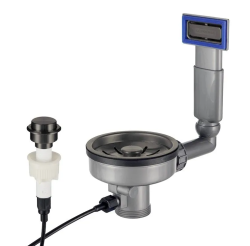 Lorreine Sink Basket Plug Set Gun Metal with Overflow and Push Button for Automatic Draining 1208969593