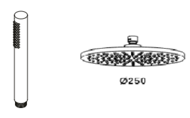 Waterevolution Flow thermostatic three-way shower mixer with hand and overhead shower stainless steel 250mm T131TN25IE