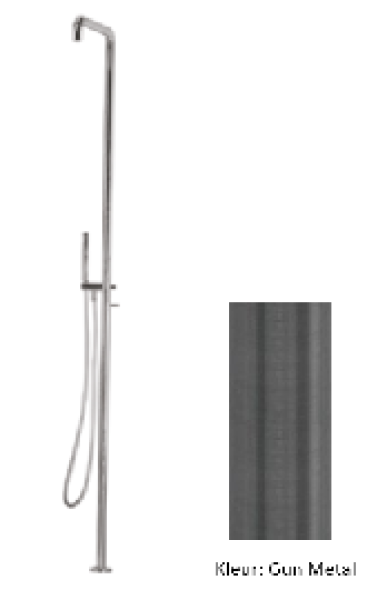 Waterevolution Flow shower column with mixer tap and hand shower Gun Metal T147GME