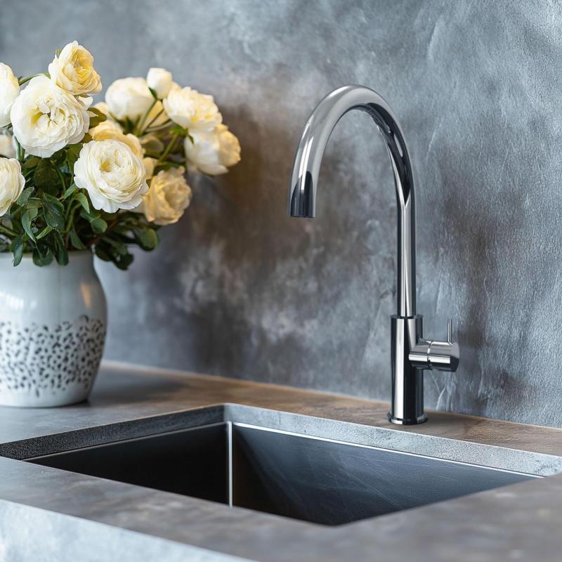 Waterevolution Flow kitchen faucet with round swivel spout chrome T158U01