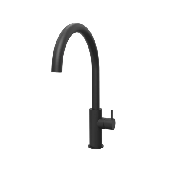 Waterevolution Flow kitchen faucet with round swivel spout black T158UPR