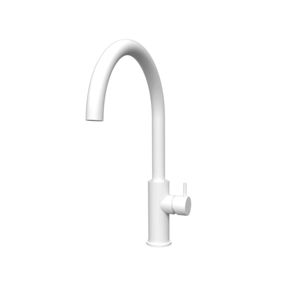 Waterevolution Flow kitchen mixer tap with round swivel spout white T158UBR