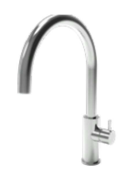 Waterevolution Flow kitchen faucet with round swivel spout gun metal T158UGME